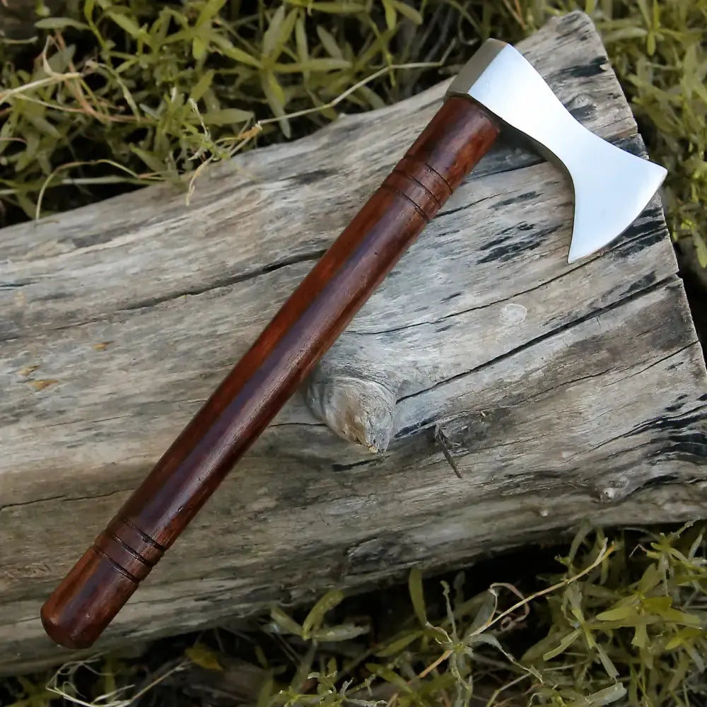 Small Forged Carbon Steel Axe with Rose Wood Shaft - Viking Axe - Arham Cutlery
