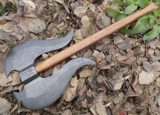 Custom Handmade Damascus Steel Axe With Leather Sheath A-90 - Arham Cutlery