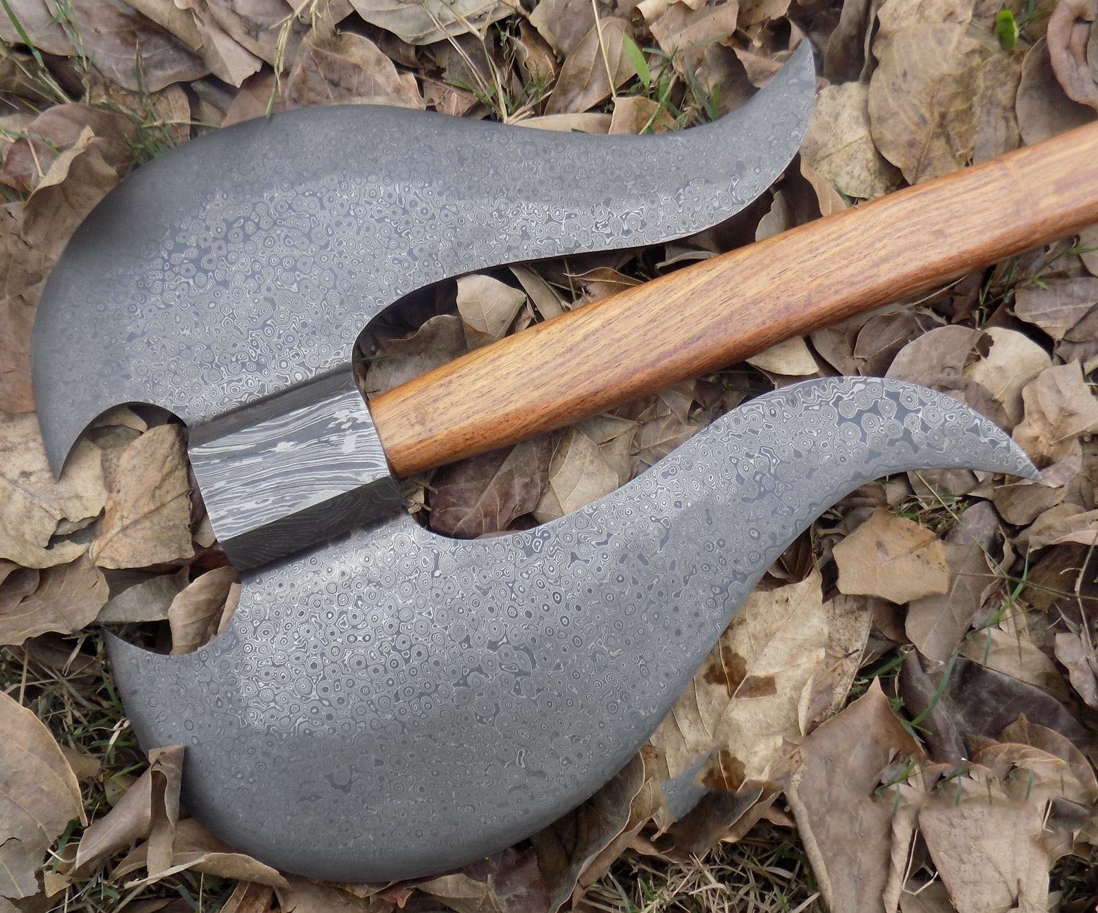 Custom Handmade Damascus Steel Axe With Leather Sheath A-90 - Arham Cutlery