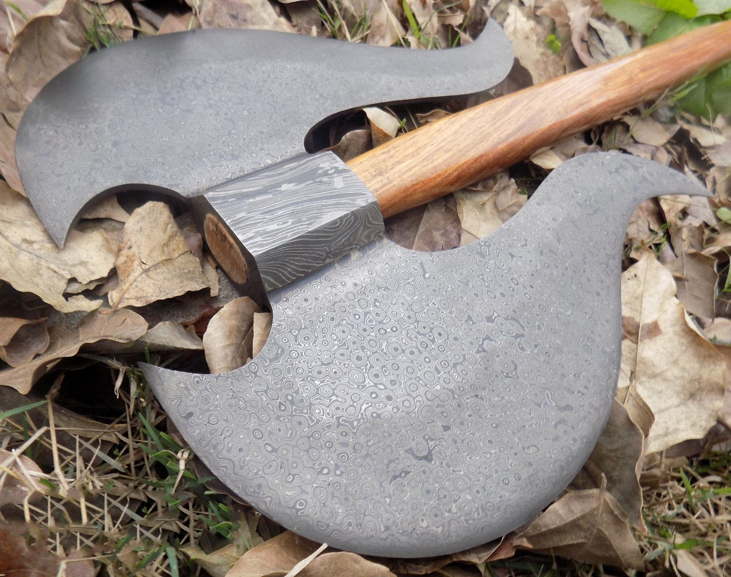 Custom Handmade Damascus Steel Axe With Leather Sheath A-90 - Arham Cutlery