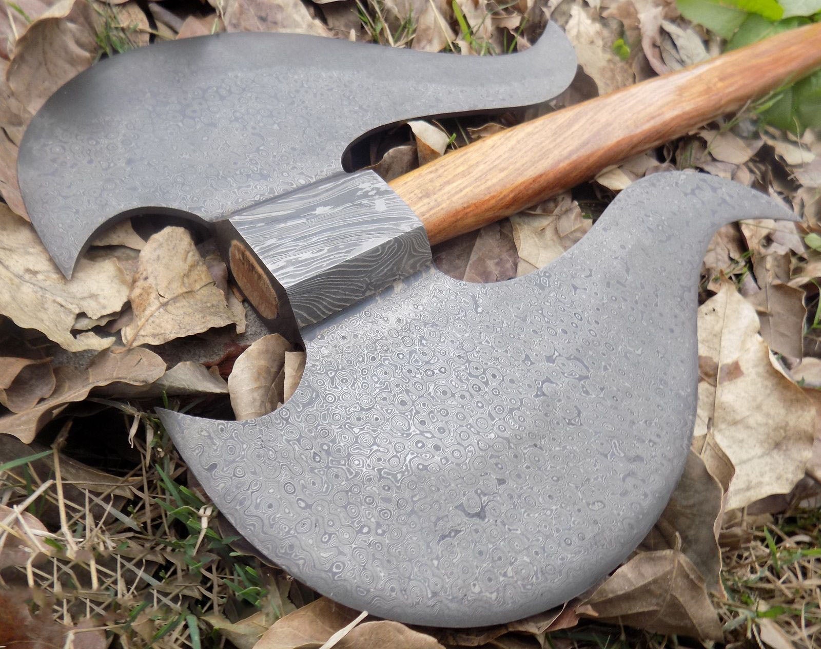 Custom Handmade Damascus Steel Axe With Leather Sheath A-90 - Arham Cutlery