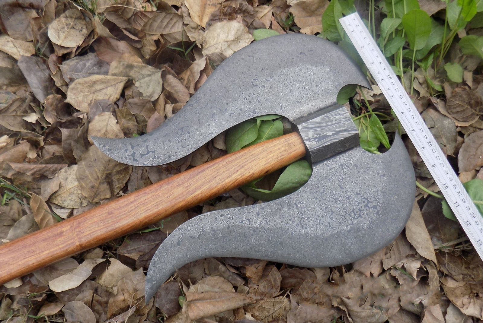 Custom Handmade Damascus Steel Axe With Leather Sheath A-90 - Arham Cutlery