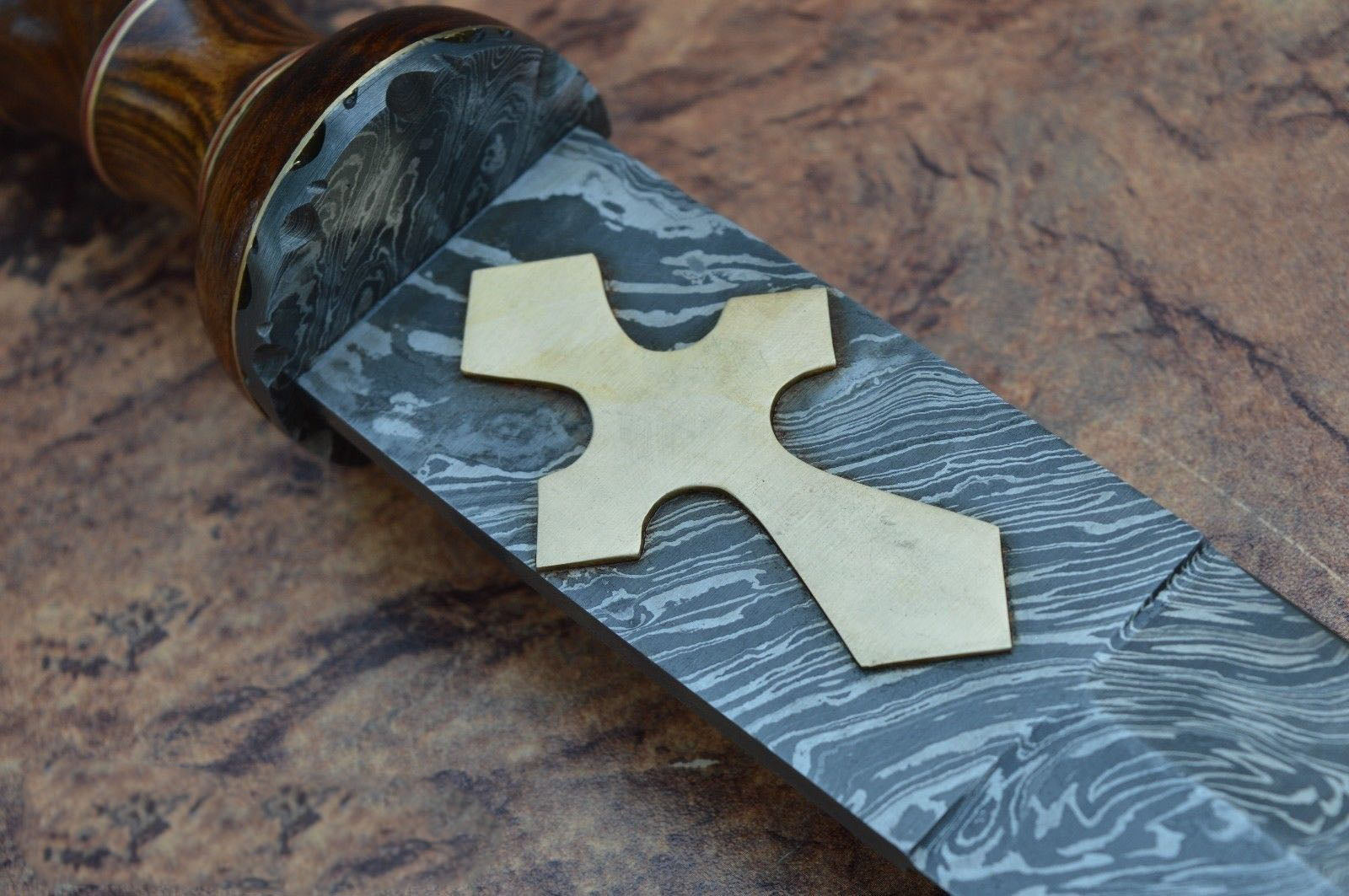 Custom Handmade Damascus Steel Sword With Leather Sheath A-141 - Arham Cutlery