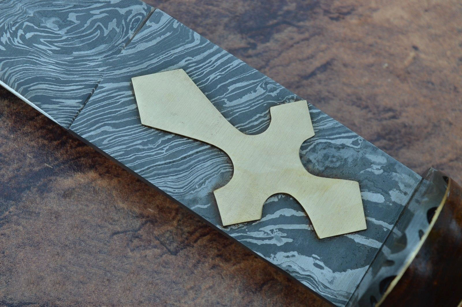 Custom Handmade Damascus Steel Sword With Leather Sheath A-141 - Arham Cutlery