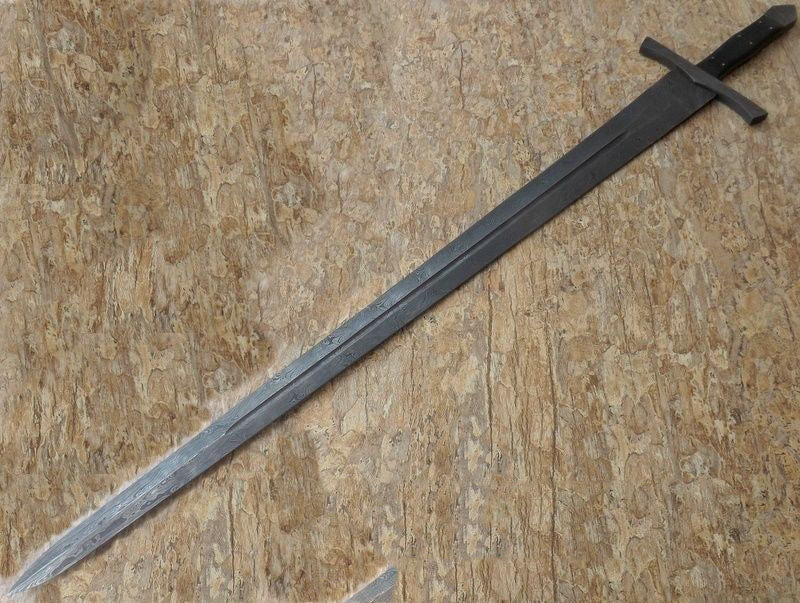 Custom Handmade Damascus Steel Sword With Leather Sheath A-142 - Arham Cutlery