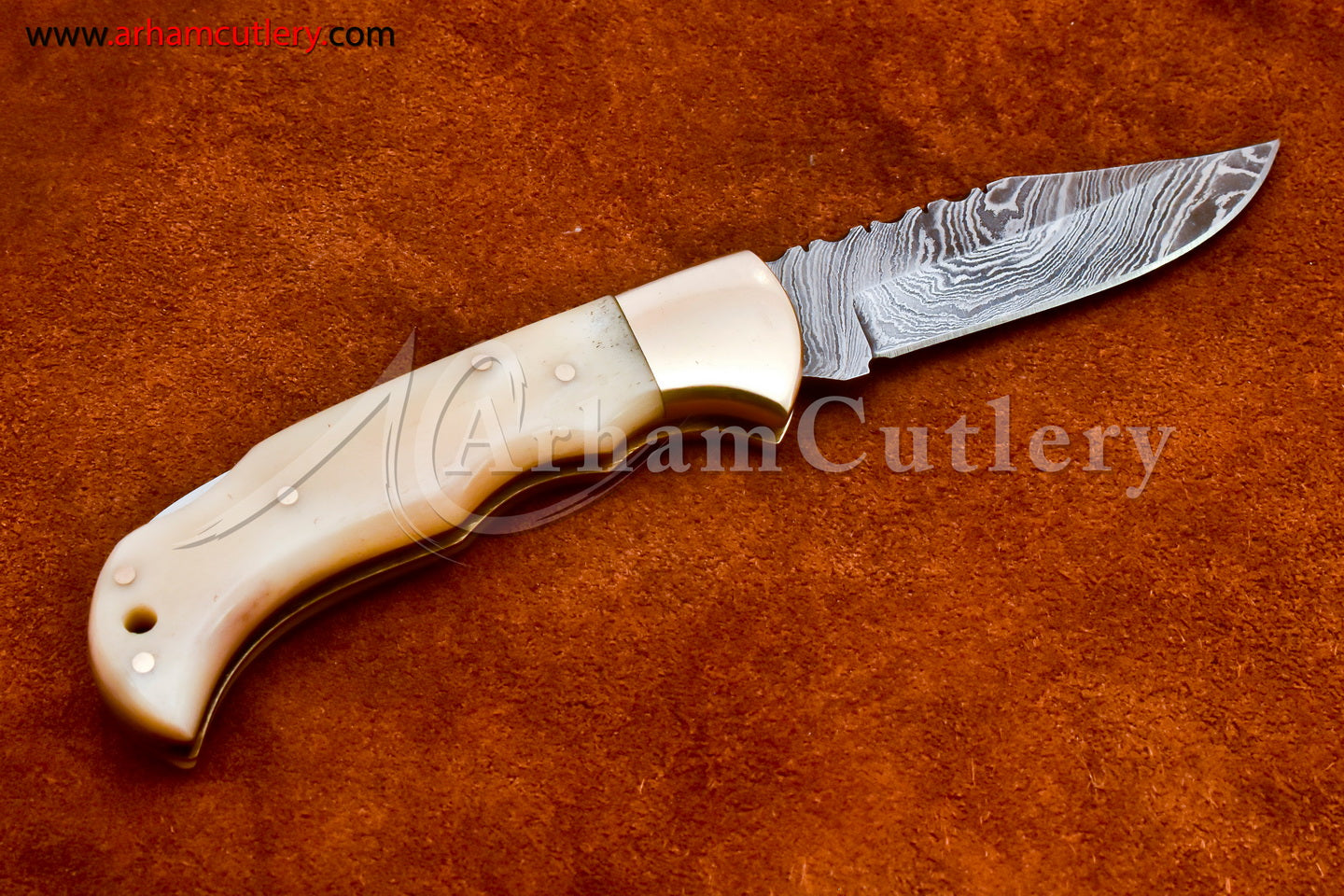 Custom Handmade Damascus Steel Blade, Back Lock, Folding Knife by Arham Cutlery | A-24 - Arham Cutlery