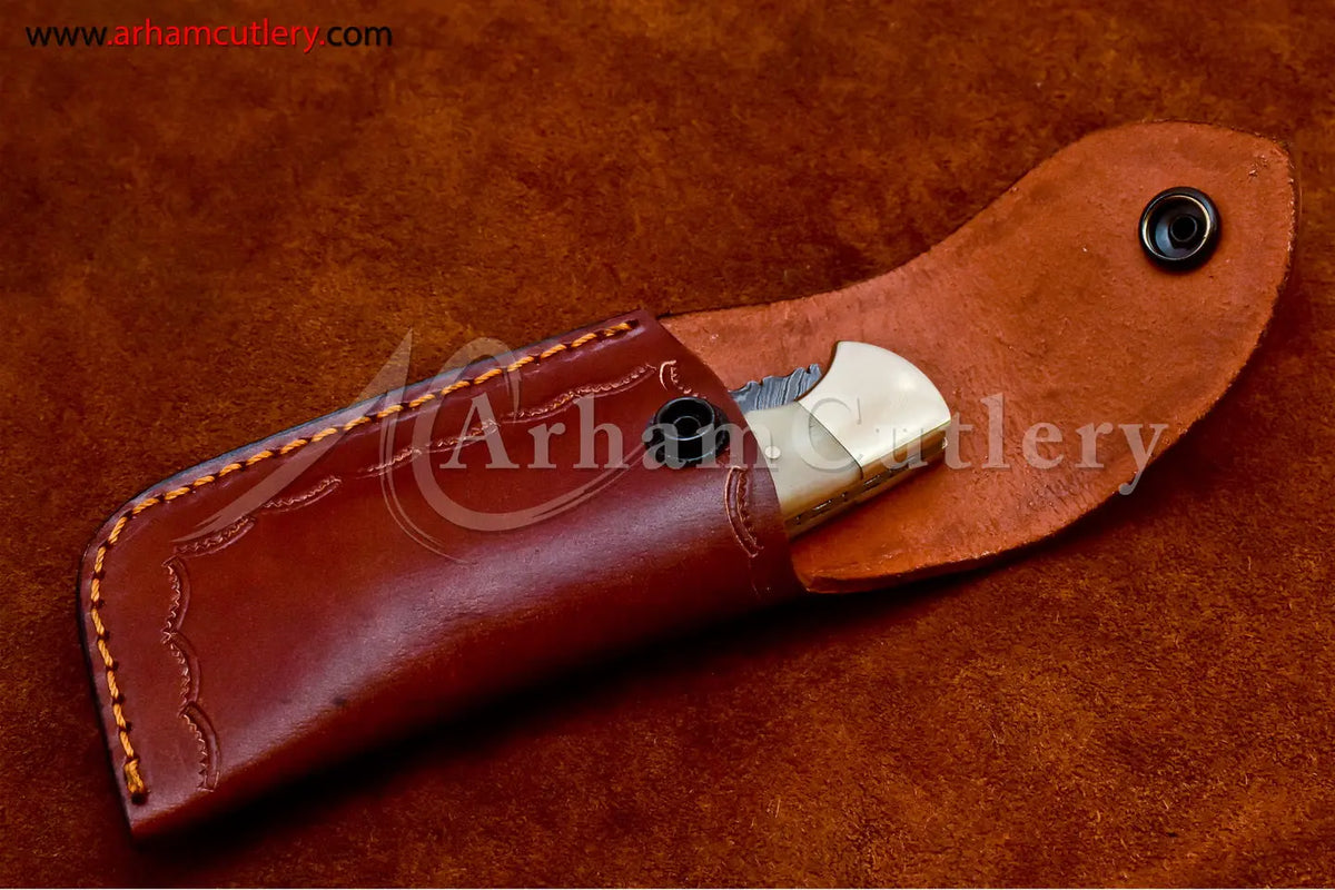 Custom Handmade Damascus Steel Blade, Back Lock, Folding Knife by Arham Cutlery | A-24 - Arham Cutlery