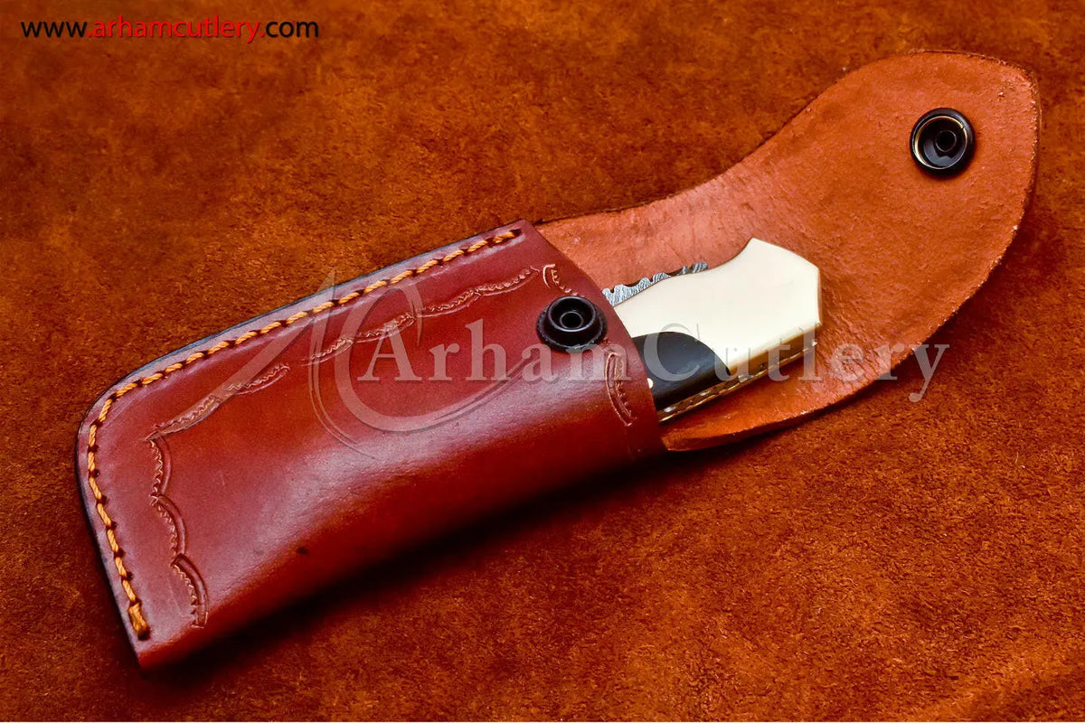 Custom Handmade Damascus Steel Blade, Back Lock, Folding Knife by Arham Cutlery | A-17 - Arham Cutlery