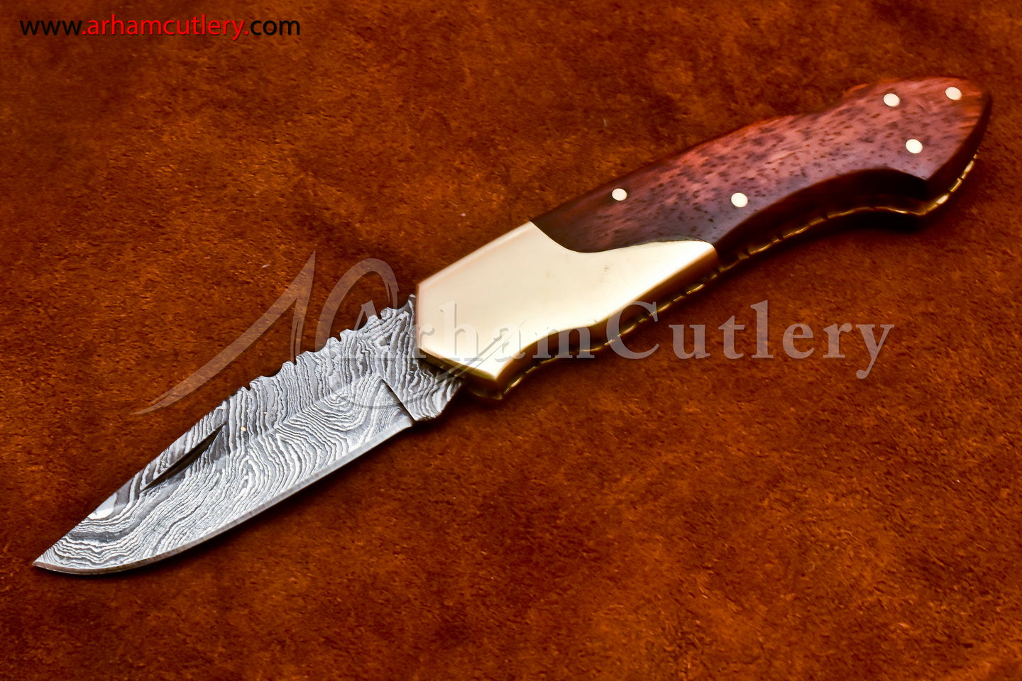Custom Handmade Damascus Steel Blade, Back Lock, Folding Knife by Arham Cutlery | A-27 - Arham Cutlery