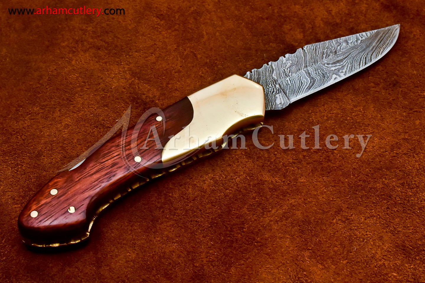 Custom Handmade Damascus Steel Blade, Back Lock, Folding Knife by Arham Cutlery | A-27 - Arham Cutlery
