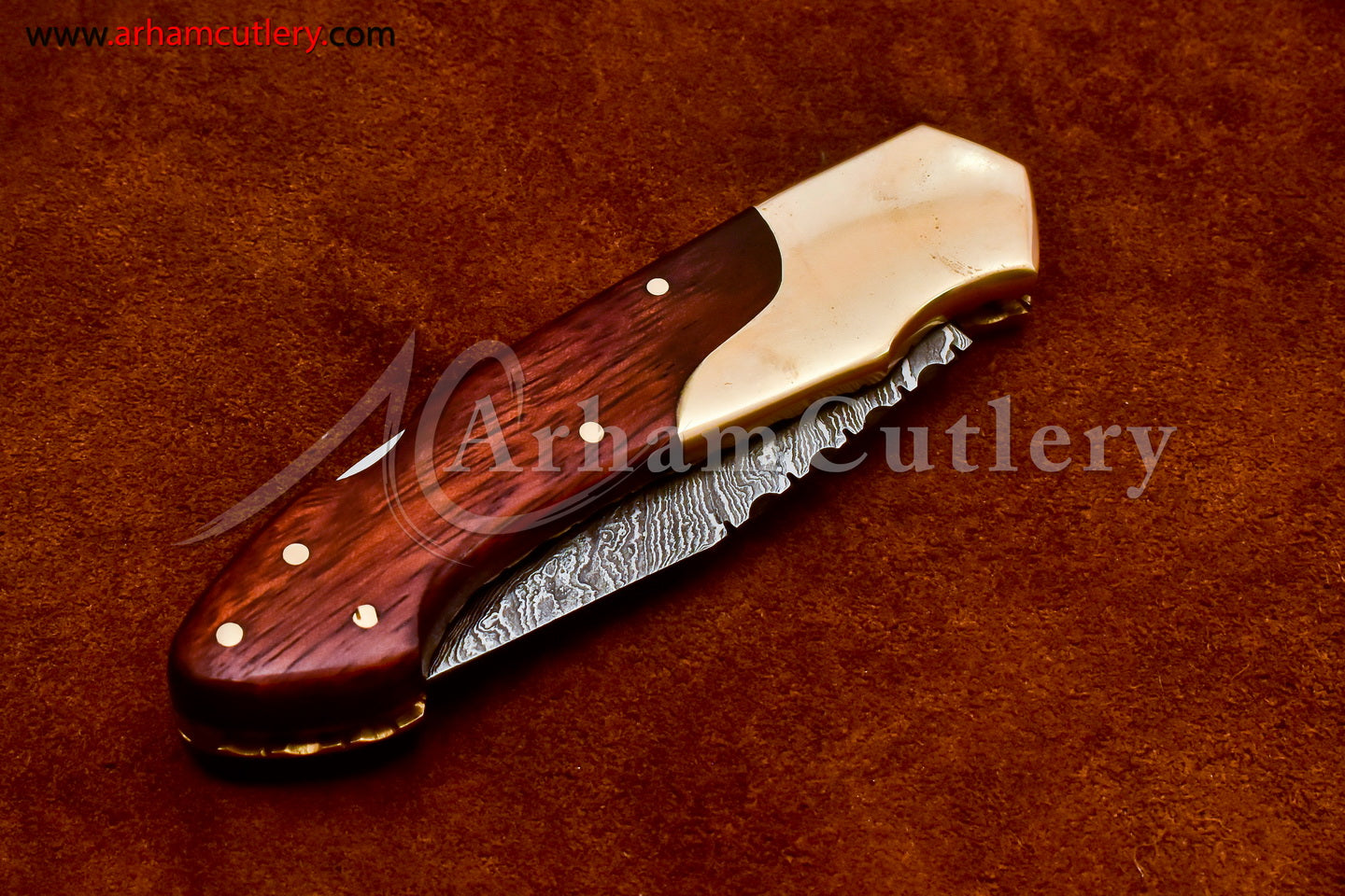 Custom Handmade Damascus Steel Blade, Back Lock, Folding Knife by Arham Cutlery | A-27 - Arham Cutlery