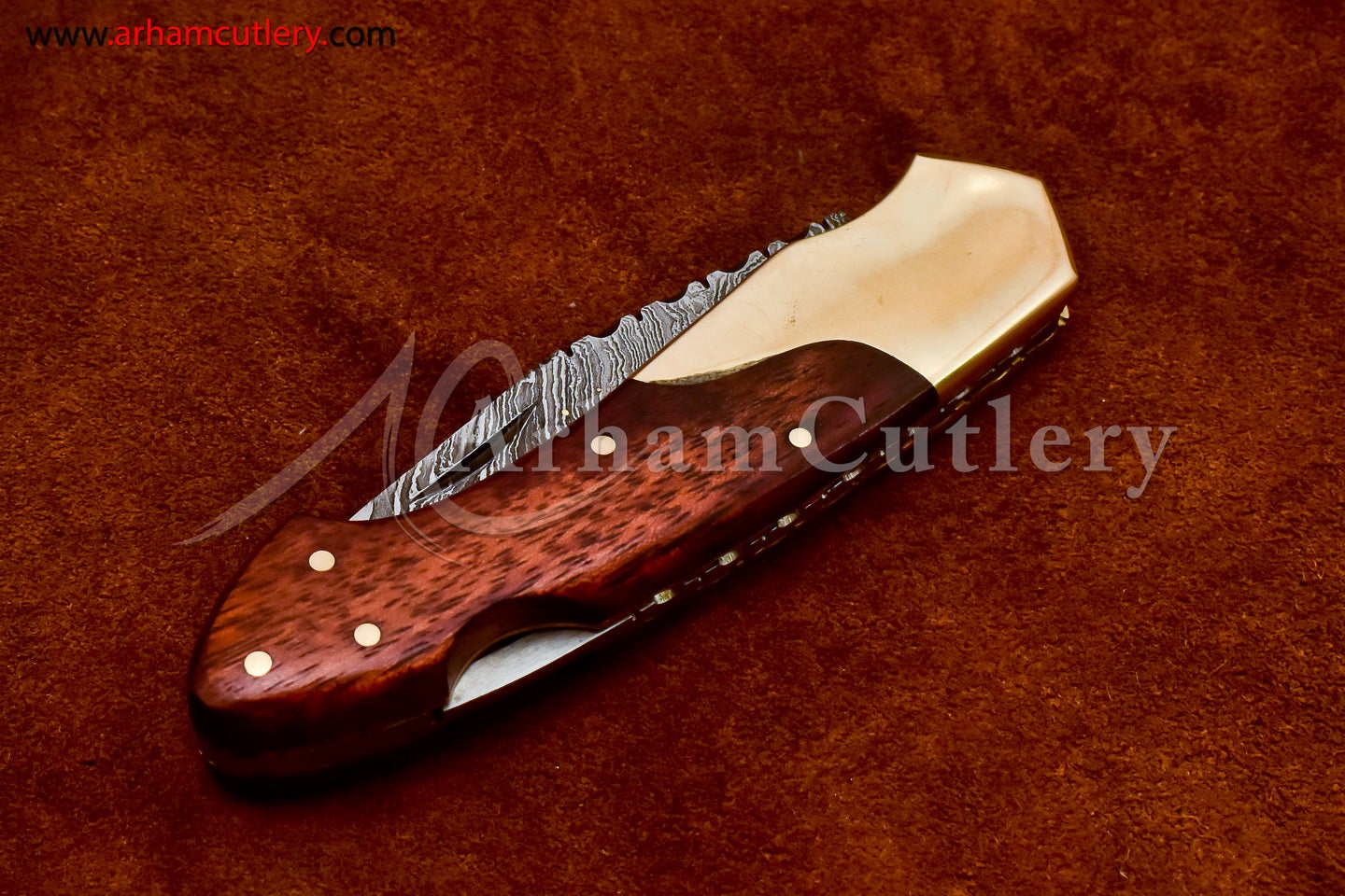 Custom Handmade Damascus Steel Blade, Back Lock, Folding Knife by Arham Cutlery | A-27 - Arham Cutlery