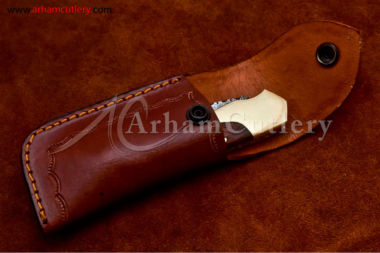 Custom Handmade Damascus Steel Blade, Back Lock, Folding Knife by Arham Cutlery | A-27 - Arham Cutlery