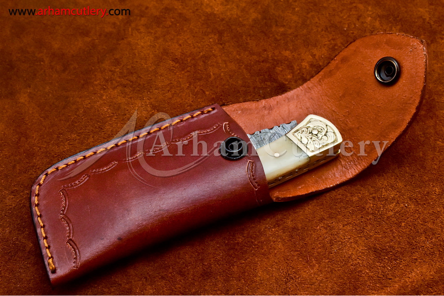 Custom Handmade Damascus Steel Blade, Back Lock, Folding Knife by Arham Cutlery | A-31 - Arham Cutlery