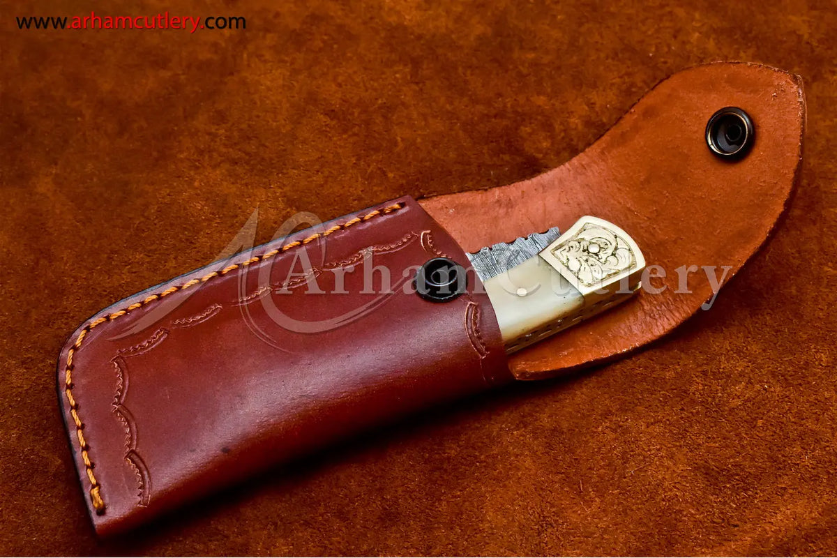 Custom Handmade Damascus Steel Blade, Back Lock, Folding Knife by Arham Cutlery | A-31 - Arham Cutlery