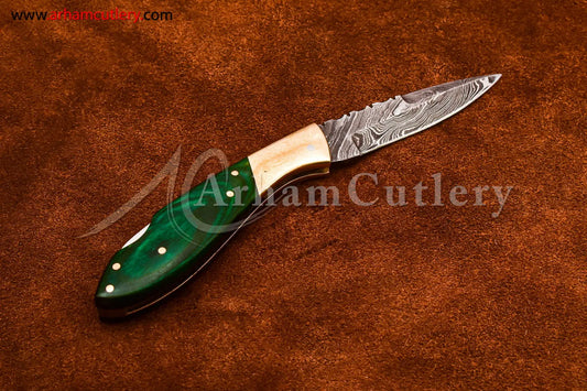 Custom Handmade Damascus Steel Blade, Back Lock, Folding Knife by Arham Cutlery | A-52 - Arham Cutlery