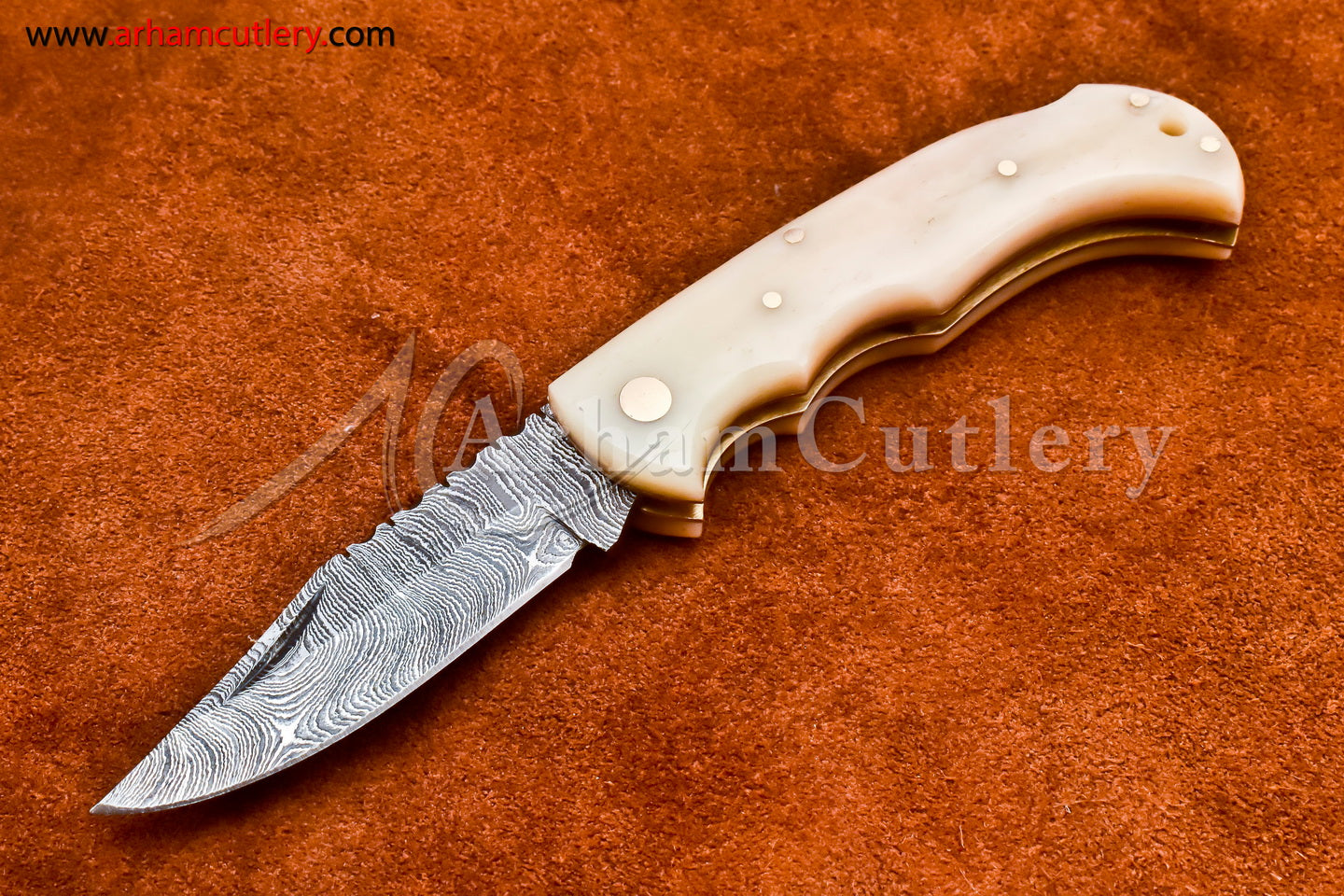 Custom Handmade Damascus Steel Blade, Back Lock, Folding Knife by Arham Cutlery | A-41 - Arham Cutlery