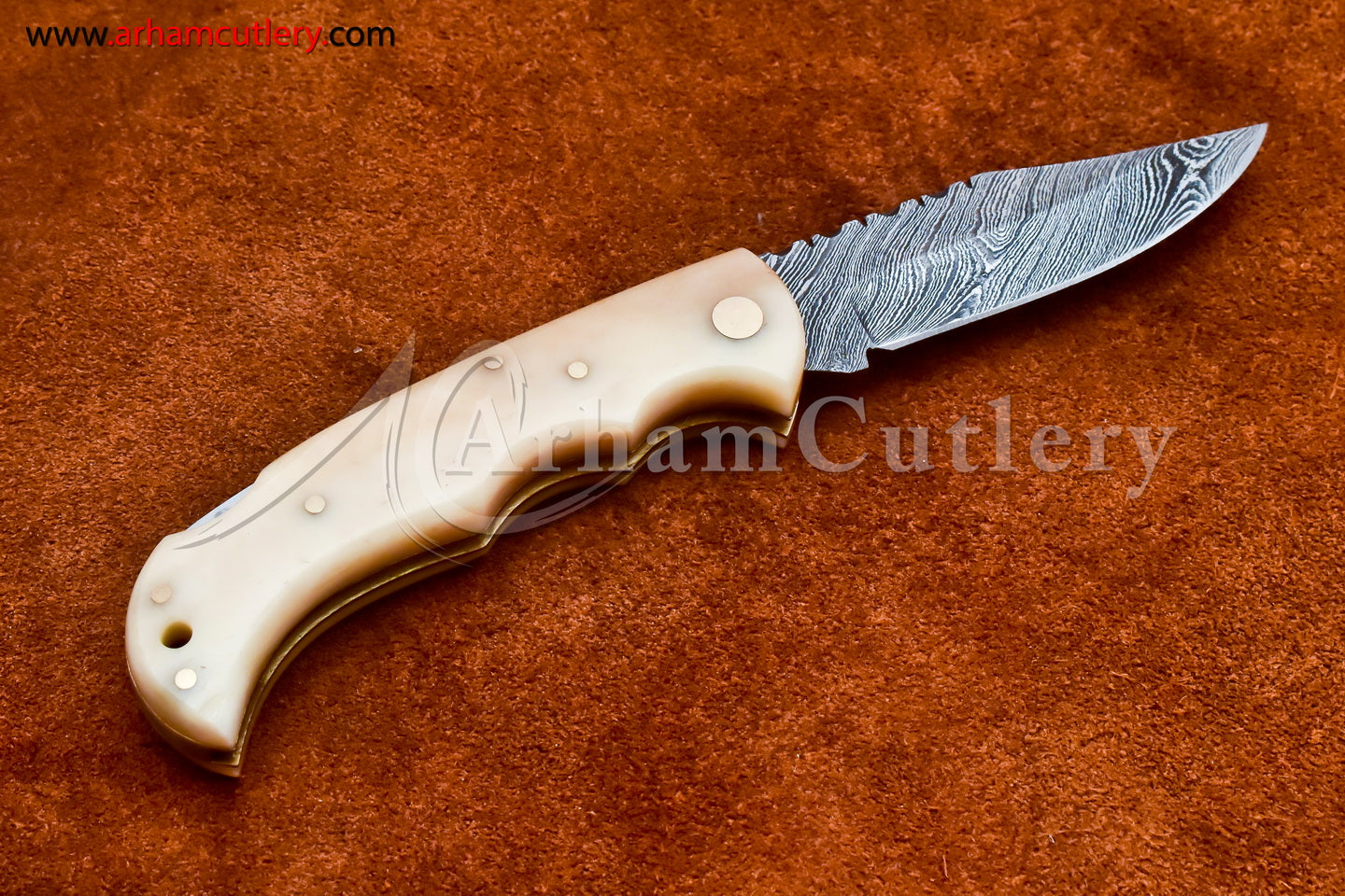 Custom Handmade Damascus Steel Blade, Back Lock, Folding Knife by Arham Cutlery | A-41 - Arham Cutlery