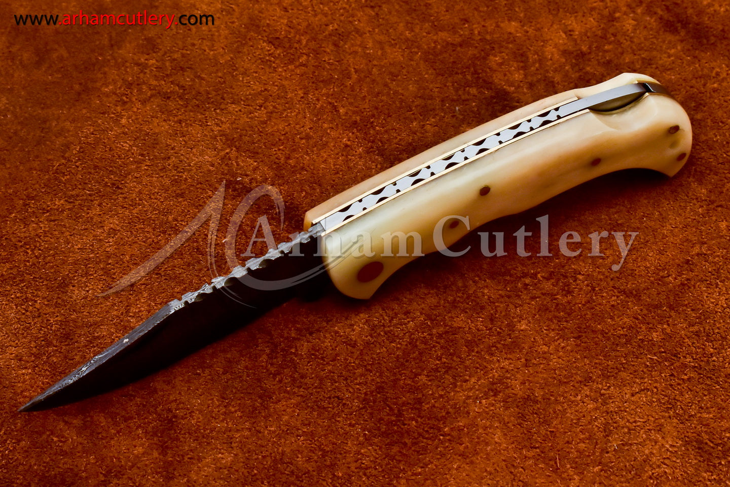 Custom Handmade Damascus Steel Blade, Back Lock, Folding Knife by Arham Cutlery | A-41 - Arham Cutlery