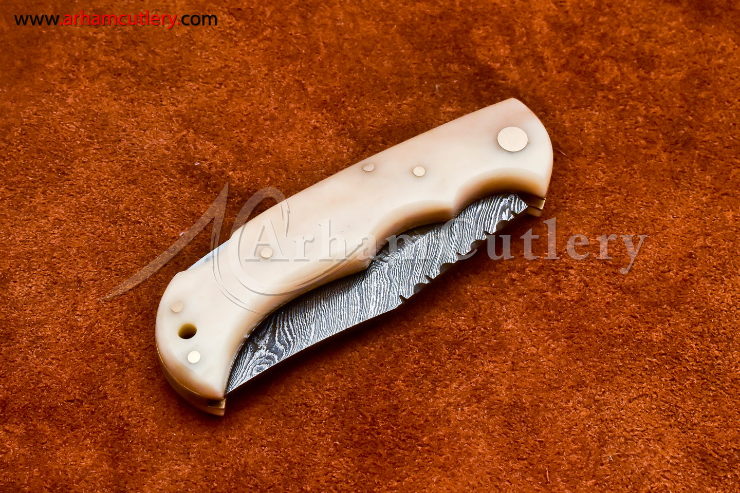 Custom Handmade Damascus Steel Blade, Back Lock, Folding Knife by Arham Cutlery | A-41 - Arham Cutlery