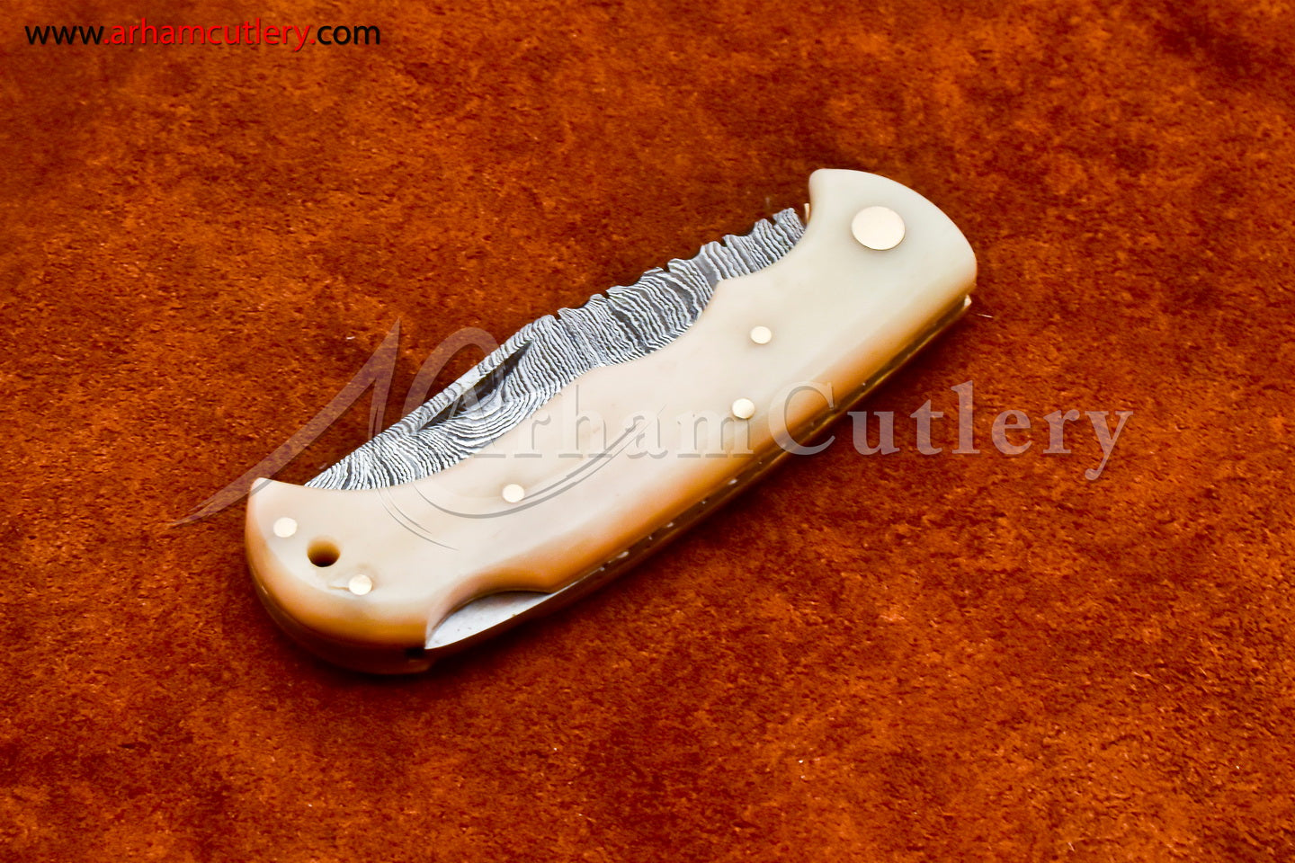 Custom Handmade Damascus Steel Blade, Back Lock, Folding Knife by Arham Cutlery | A-41 - Arham Cutlery