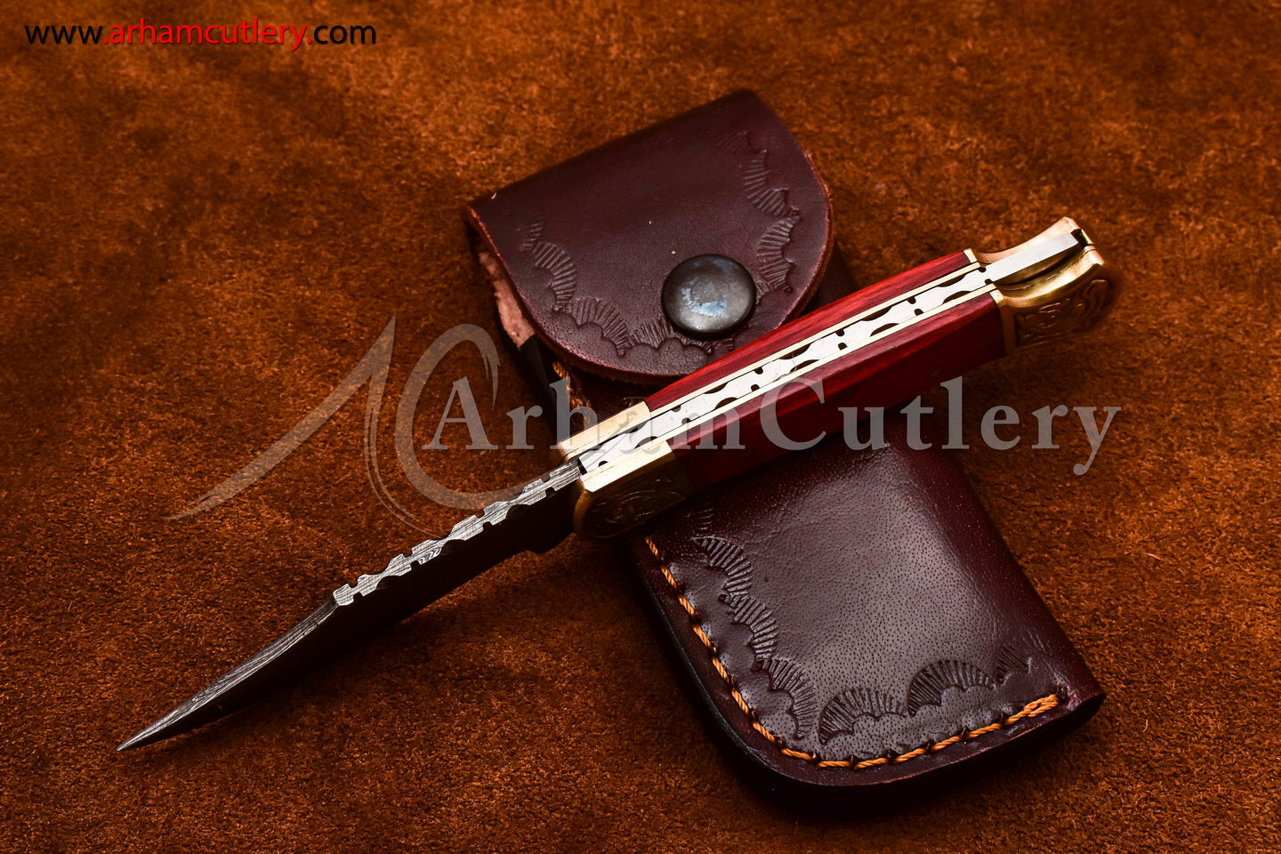 Custom Handmade Damascus Steel Blade, Back Lock, Folding Knife by Arham Cutlery | A-64 - Arham Cutlery