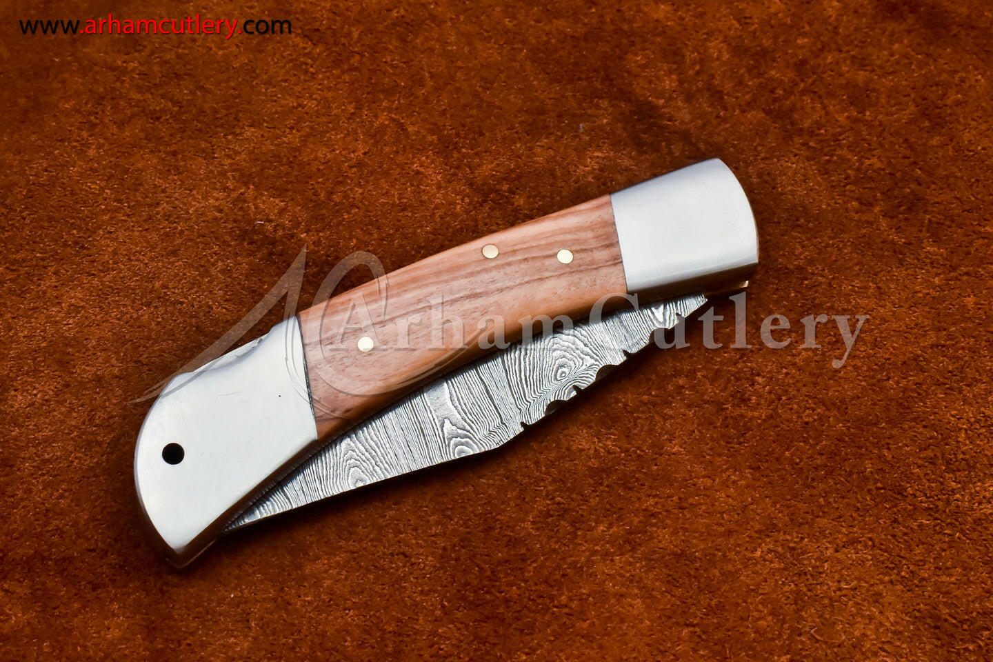 Custom Handmade Damascus Steel Blade, Back Lock, Folding Knife by Arham Cutlery | A-15 - Arham Cutlery