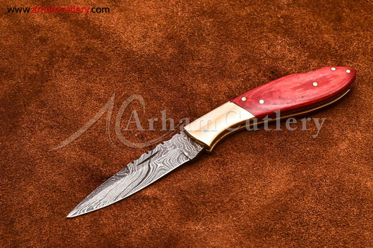 Custom Handmade Damascus Steel Blade, Back Lock, Folding Knife by Arham Cutlery | A-55 - Arham Cutlery