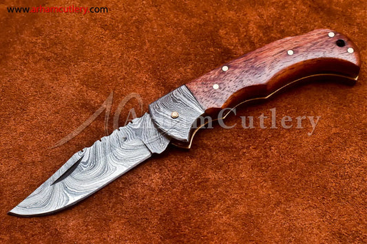 Custom Handmade Damascus Steel Blade, Back Lock, Folding Knife by Arham Cutlery | A-14 - Arham Cutlery