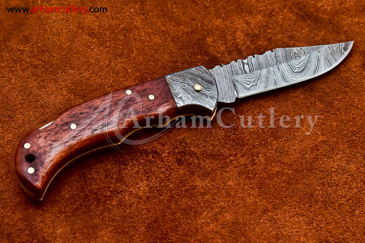 Custom Handmade Damascus Steel Blade, Back Lock, Folding Knife by Arham Cutlery | A-14 - Arham Cutlery