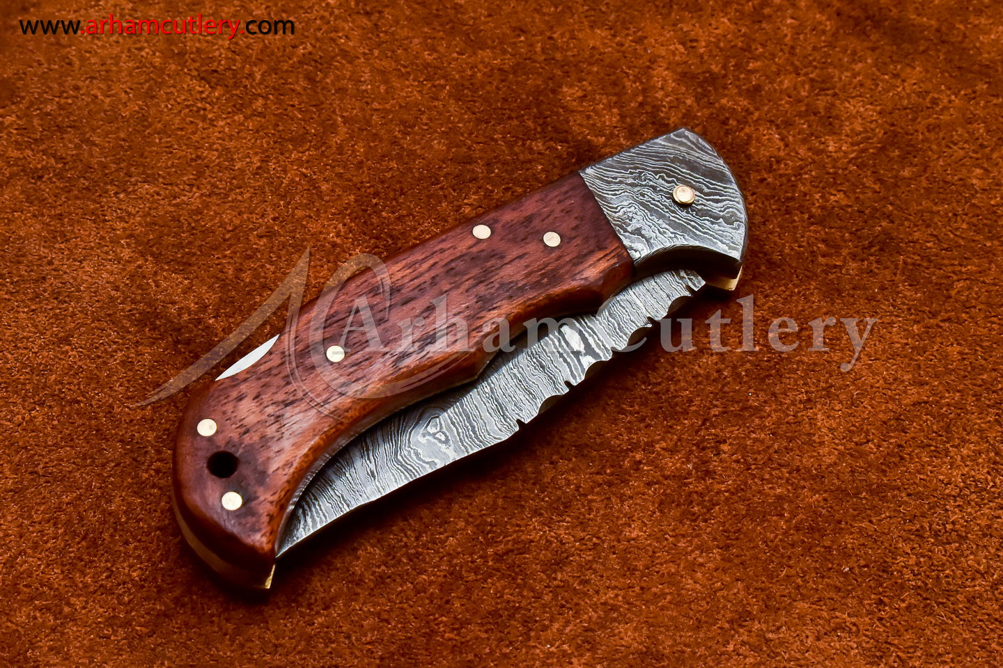 Custom Handmade Damascus Steel Blade, Back Lock, Folding Knife by Arham Cutlery | A-14 - Arham Cutlery