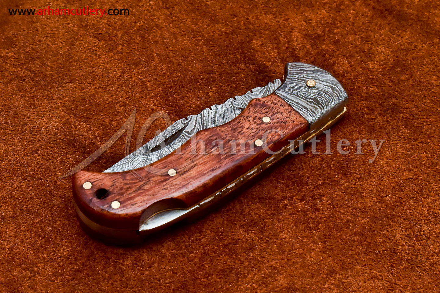 Custom Handmade Damascus Steel Blade, Back Lock, Folding Knife by Arham Cutlery | A-14 - Arham Cutlery