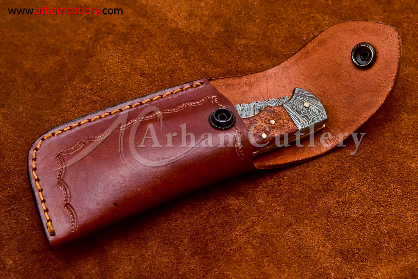 Custom Handmade Damascus Steel Blade, Back Lock, Folding Knife by Arham Cutlery | A-14 - Arham Cutlery