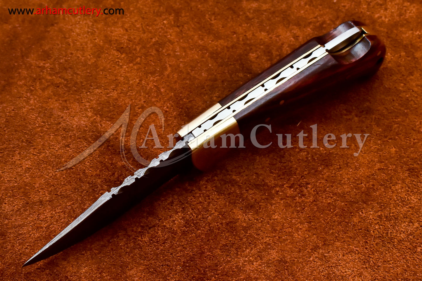 Custom Handmade Damascus Steel Blade, Back Lock, Folding Knife by Arham Cutlery | A-50 - Arham Cutlery