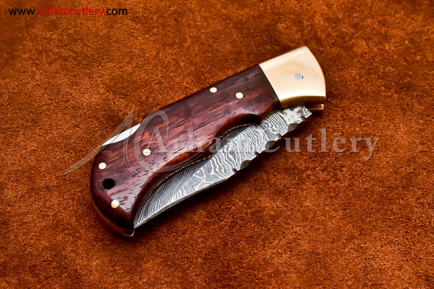 Custom Handmade Damascus Steel Blade, Back Lock, Folding Knife by Arham Cutlery | A-50 - Arham Cutlery
