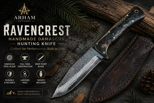 Ravencrest: The Story Behind a Handmade Damascus Hunting Knife Arham Cutlery