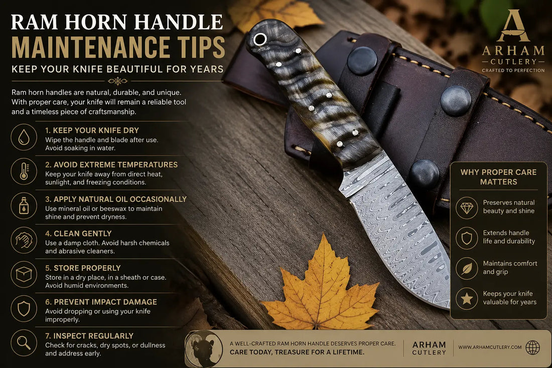 Ram Horn Handle Maintenance Tips | Knife Care Guide by Arham Cutlery Arham Cutlery