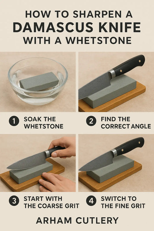 How to Sharpen a Damascus Knife with a Whetstone Arham Cutlery