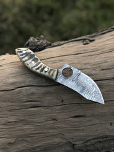 Load image into Gallery viewer, Custom handmade Damascus steel hunting Ram Horn Knife - Arham Cutlery
