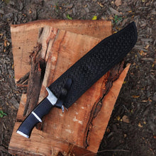 Cargar imagen en el visor de la galería, Predator Bowie Knife: Handmade 5160 Spring Steel Predator Replica Machete, Rambo knife | Tactical Knife with Leather Sheath | CHRISTMAS GIFT | Arham Cutlery
