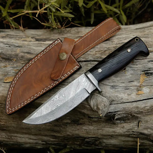 10” Custom Hand Forged Damascus Steel Full Tang Hunting Knife - Pakka Wood Handle - Arham Cutlery