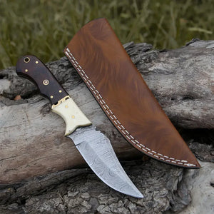 CUSTOM HAND FORGED DAMASCUS STEEL BLADE HUNTING KNIFE - Arham Cutlery