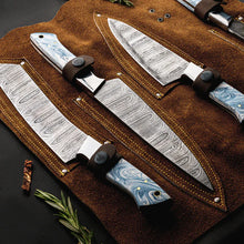 Cargar imagen en el visor de la galería, Handmade Damascus Epoxy Kitchen Knives
