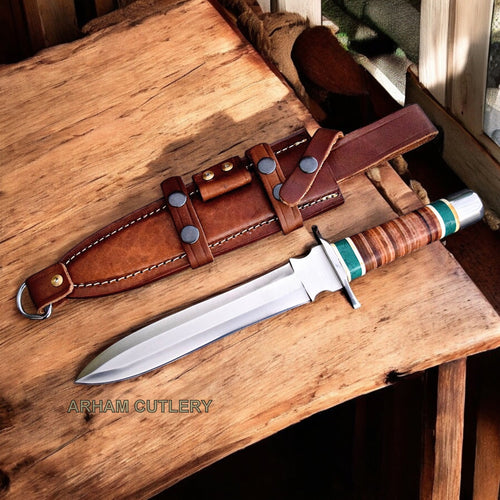 Viking Berserk-Killer D2 Warrior Combat Dagger With Leather Sheath