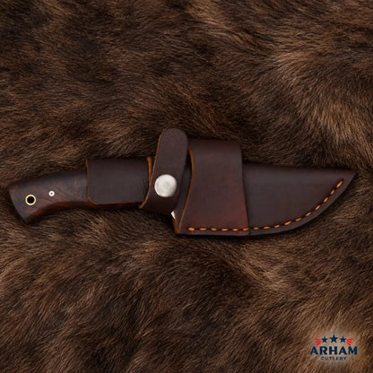 Rosewood Bushcrest Damascus Bushcraft Knife – Rosewood Handle Arham Cutlery
