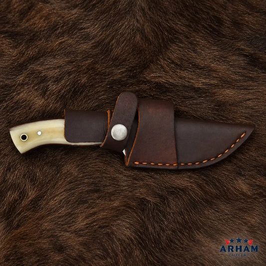 Bone Bushcrest Damascus Bushcraft Knife – Natural Bone Handle Arham Cutlery