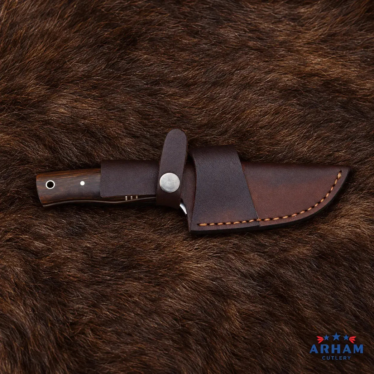 Rosewood Trailnotch Damascus Hunting Knife – Rosewood Handle Arham Cutlery