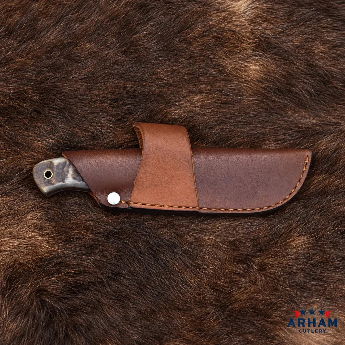 Ramhorn Bijou Damascus Hunting Knife – Ram Horn Handle Arham Cutlery