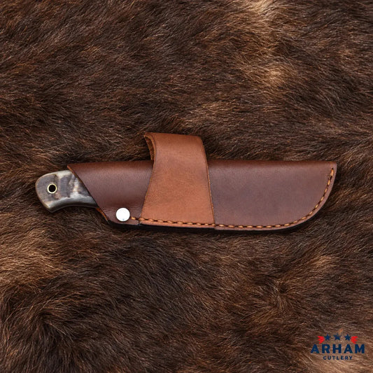 Ramhorn Bijou Damascus Hunting Knife – Ram Horn Handle Arham Cutlery