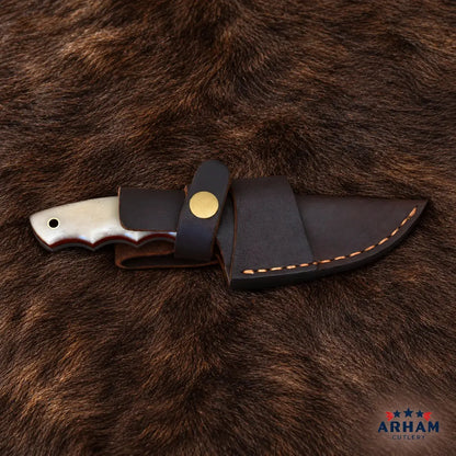 Bone Upsweep™ Damascus Skinning Knife – Natural Bone Handle Arham Cutlery
